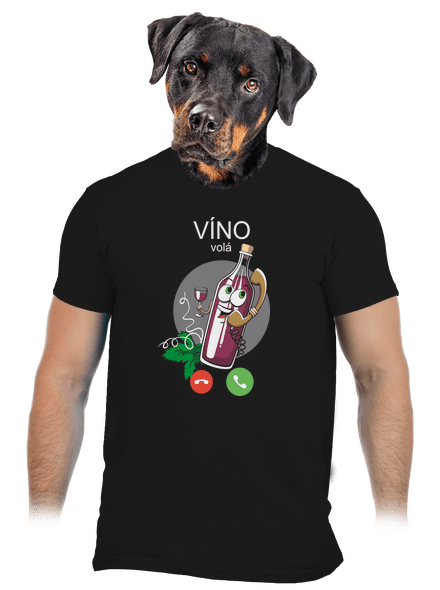 Červené víno volá pánske tričko Black