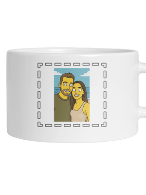 Simpsonovi z vlastnej fotky hrnček makronka White