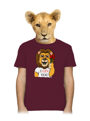 I lev you detské tričko Burgundy