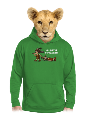 Valentín v praveku detská mikina klokanka Kelly Green AWD