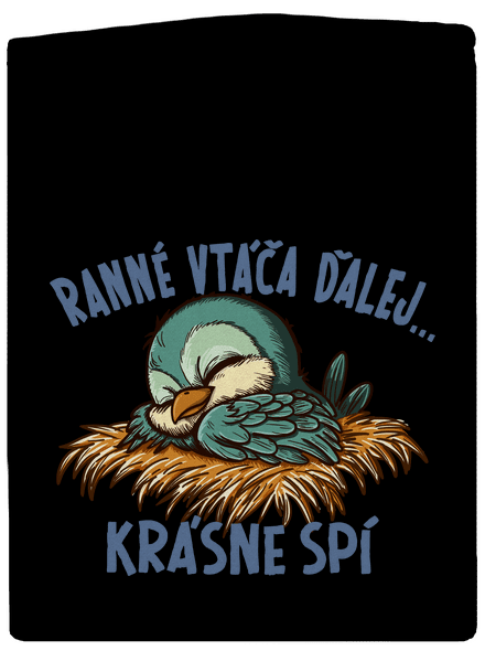 Ranné vtáča spí pánska mikina na zips Black
