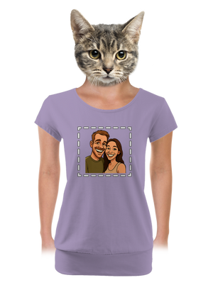 Karikatúra z vlastnej fotky dámske tričko s lemom Lavender
