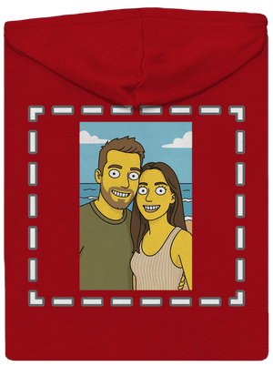 Simpsonovi z vlastnej fotky pánska mikina na zips Red