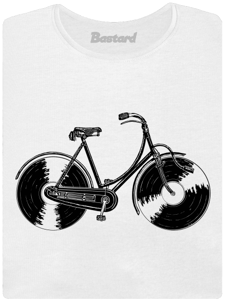 Gramofónový bicykel dámske tričko s lemom White