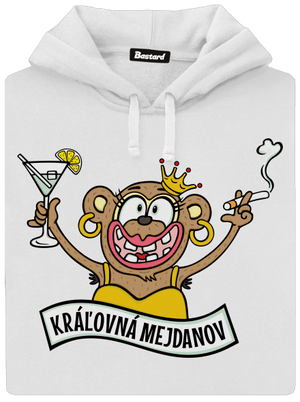 Kráľovná mejdanov dámska mikina klokanka White