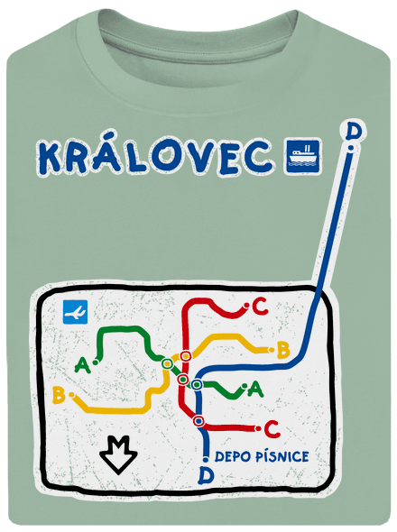 Metro Královec unisex tričko oversized Sage