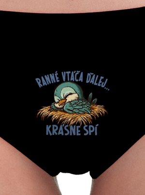 Ranné vtáča spí dámske nohavičky Black