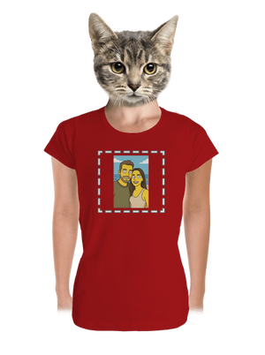 Simpsonovi z vlastnej fotky dámske tričko prémium Red Mal