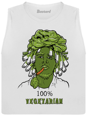 100% vegetarián dámske tielko voľné White