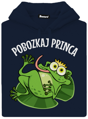 Pobozkaj princeznú a princa pánska mikina klokanka Navy
