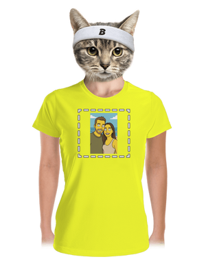 Simpsonovi z vlastnej fotky dámske športové tričko Neon Yellow