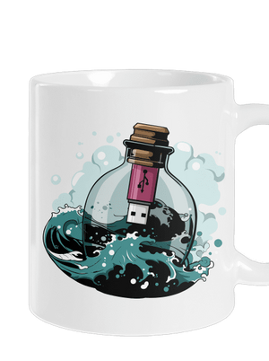 USB odkaz vo fľaši klasický hrnček White