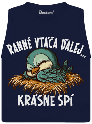 Ranné vtáča spí dámske tielko voľné Navy