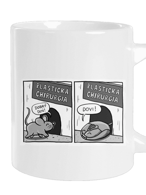 Myš na plastike veľký hrnček White