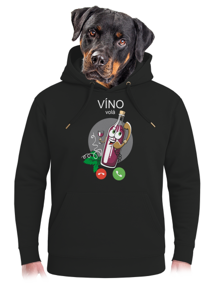 Červené víno volá unisex mikina premium Dark Black