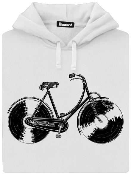 Gramofónový bicykel dámska mikina klokanka White