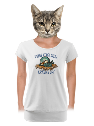 Ranné vtáča spí dámske tričko s lemom White