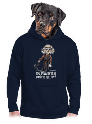Neklidný bez piva pánska mikina klokanka Navy