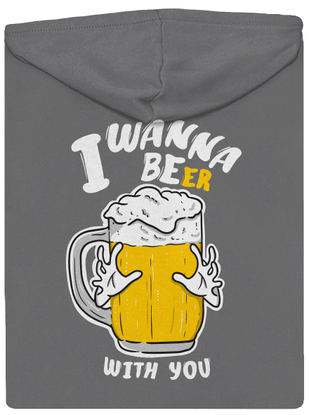 I wanna beer dámska mikina na zips Steel Gray