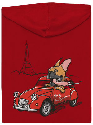 Francúzsky buldoček pánska mikina na zips Red