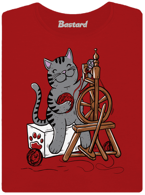 Mačka pradie dámske tričko s lemom Red Mal