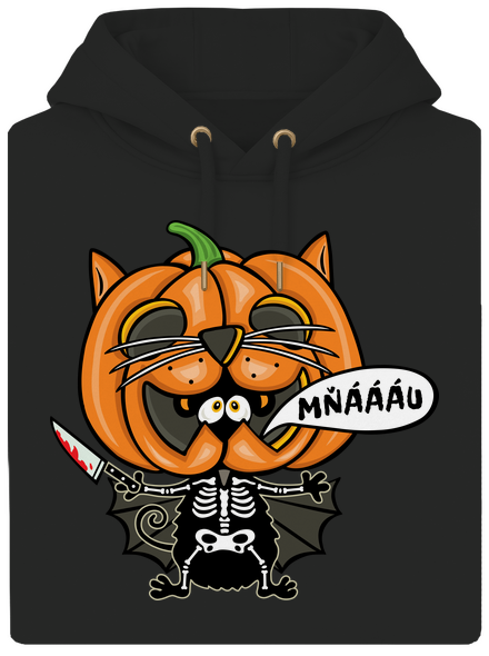 Halloweenská kočička unisex mikina premium Dark Black