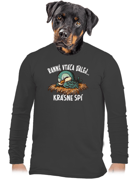 Ranné vtáča spí pánske dlhý rukáv Dark Grey