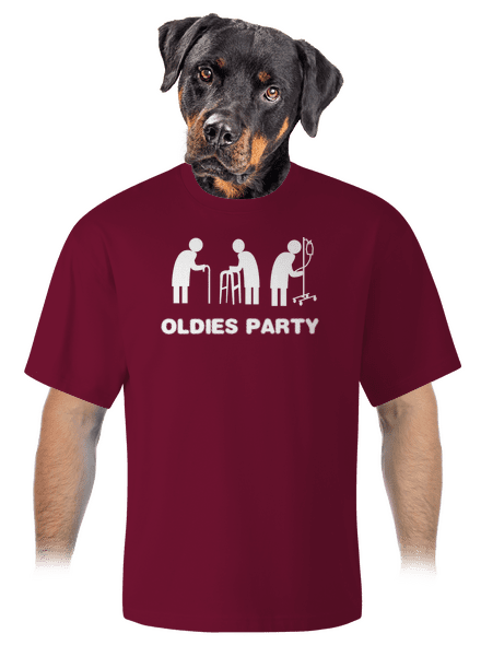 Oldies party unisex tričko oversized Garnet