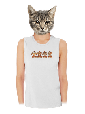 Opička s mobilom dámske tielko voľné White