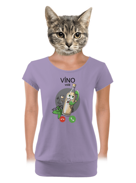Biele víno volá dámske tričko s lemom Lavender