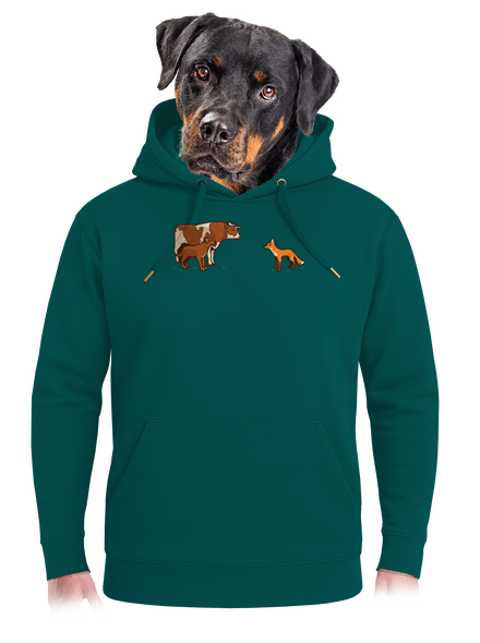 Vůl, pes a vulpes unisex mikina premium Emerald Green