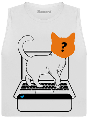 Mačka na klávesnici dámske tielko voľné White