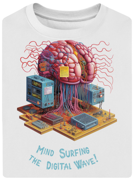 Mind surfing the digital wave unisex tričko oversized White