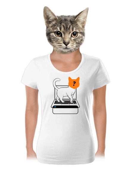 Mačka na klávesnici dámske tričko White
