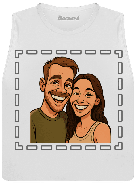 Karikatúra z vlastnej fotky dámske tielko voľné White