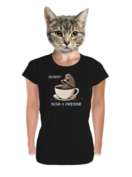 V presse dámske tričko prémium Black