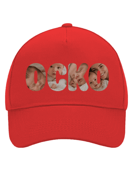 Nápis ocko z vlastných fotiek šiltovka baseballka Classic Red