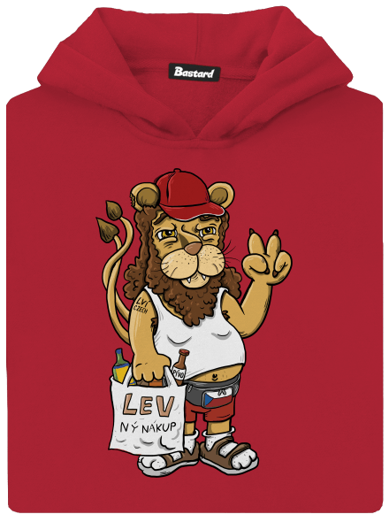 Lvíček detská mikina klokanka Fire Red