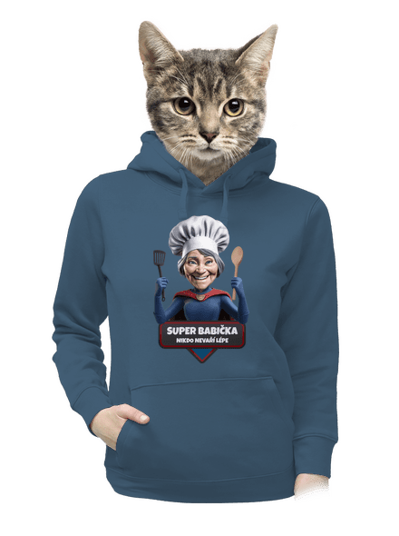 Super babička dámska mikina klokanka Denim