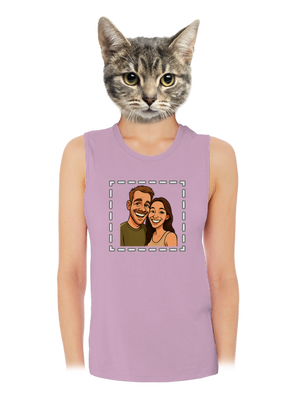 Karikatúra z vlastnej fotky dámske tielko voľné Lilac