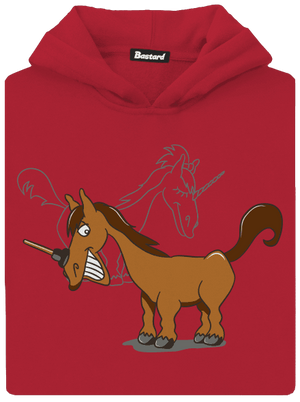 Jednorožec detská mikina klokanka Fire Red