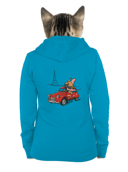 Francúzsky buldoček dámska mikina na zips Blue Atol