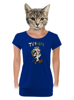 Tur na cestách dámske tričko s lemom Royal Blue Mal