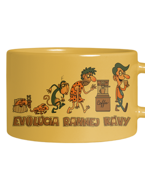 Evolúcia rannej kávy hrnček makronka Yellow Macaron