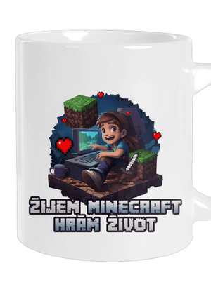 Žijem Minecraft veľký hrnček White