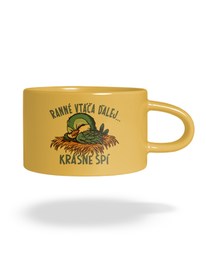 Ranné vtáča spí hrnček makronka Yellow Macaron