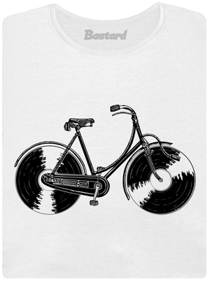 Gramofónový bicykel dámske tričko s lemom White