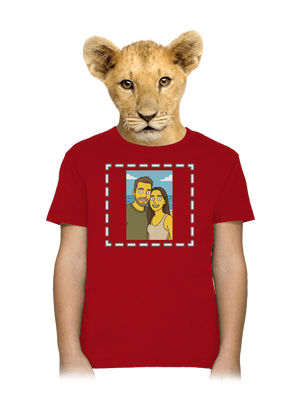 Simpsonovi z vlastnej fotky detské tričko Red