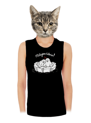 Milujem túlenie dámske tielko voľné Black