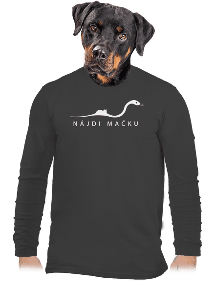 Nájdi mačku pánske dlhý rukáv Dark Grey